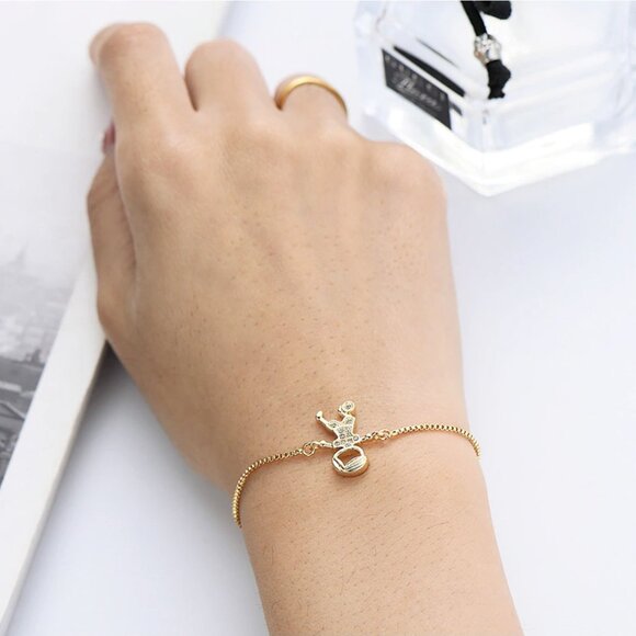 Bracelet for Soccer Mom Silver Thin Adjustable Cubic Zirconia - Picture 3 of 4